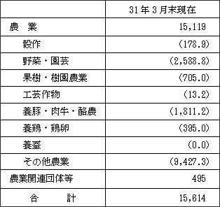 【営農類型別農業資金残高】（単位：百万円）